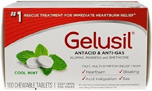 Gelusil Antacid/Anti-Gas Tablets Cool Mint, 100 Tablets by Gelusil