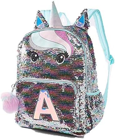 Justice Pastel Unicorn Flip Sequin Initial Backpack (Letter H)