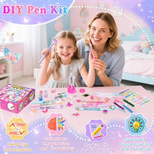 Craft Kits for 6 7 8 9 10 Year Old Kids, Gifts for 5-12 Year Old Girls, Arts and Crafts for Kids Age 6 8 9 DIY Pen Making Kit, Personalised Pen Creator Studio Girls Boys Birthday Presents Creative Toy