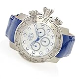 Invicta Men's 'Lupah' Quartz Stainless Steel and Leather Casual Watch, Color:Blue (Model: 22391)