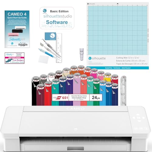Silhouette Cameo 4 Vinyl Bundle- 24 Sheets Of Vinyl, 6 Piece Vinyl Tool ...