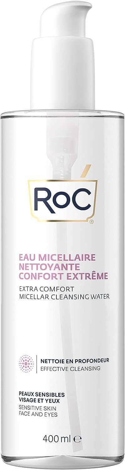 RoC - Extra Comfort Micellar Cleansing Water - Smooth Skin Cleanser for Sensitive Skin, Face & Eyes - Effective Cleansing - Skin-Friendly Micellar Water - Minimises Allergy Risks - 400 ml — image 1