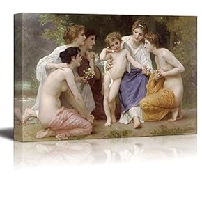 Admiration by William Adolphe Bouguereau Giclee Canvas Prints Wrapped Gallery Wall Art | Stretched and Framed Ready to Hang - 12" x 18"