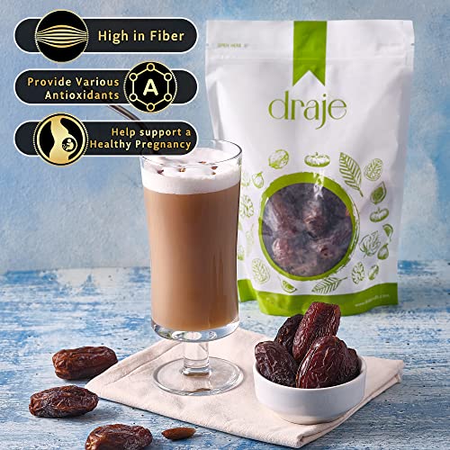 Large Hydrated Pitted Dates, Unsweetened Dried Dates Fruit, 1 Pound in