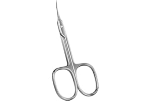 CGBE Cuticle Scissors Extra Fine Curved Blade, Super Slim Manicure Scissors for Cuticles Professional Small Scissors with Precise Pointed Tip Grooming Blades, Eyebrow, Eyelash, and Dry Skin - Silvery
