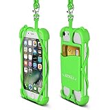 2 in 1 Cell Phone Lanyard Strap Case Universal Smartphone Shockproof Cover with ID Card Holder Necklace Tether for iPhone X 8 7 6 6S 5 SE iPod Touch Samsung Galaxy S8 S7 S6 Edge (Green)