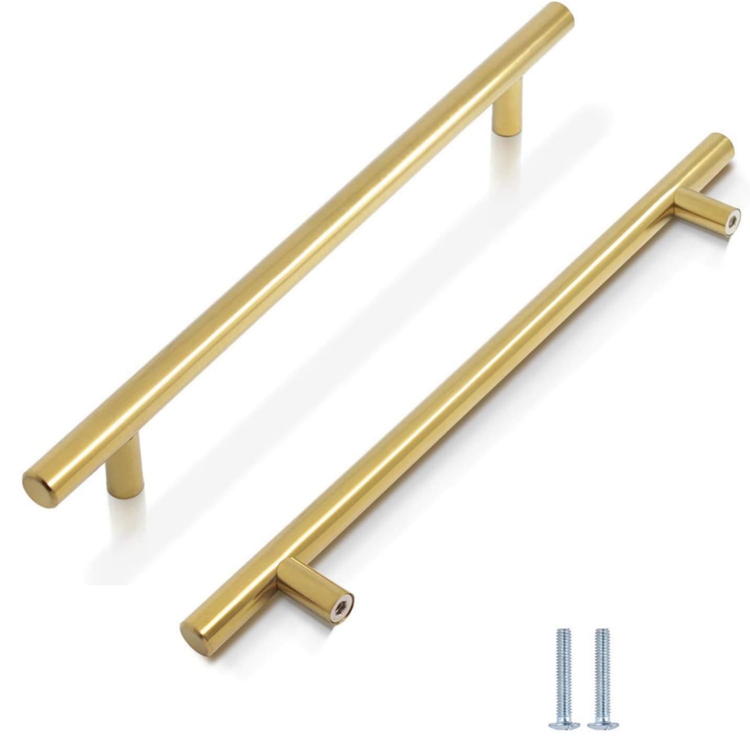 5 Pack Kitchen Cupboard Handles Stainless Steel Kitchen Door Handles Brushed Cabinet Handles Wardrobe Drawer (5 Pack Gold, Hole Centre 192mm) — image 1