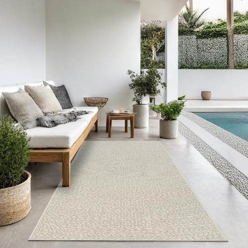 the carpet Kansas Outdoor Teppich – Wetterfester Indoor & Outdoor Teppich im Jute-Look für Balkon, Terrasse, Garten, Wohnzimmer & Esszimmer, pflegelei