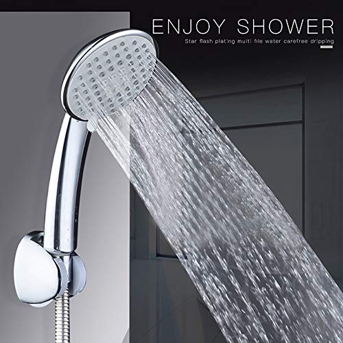 Bath Shower Head - Adjustable Hand Shower Head Top Spray + High Pressure Boosting Water Saving Filter Balls Beads + High Turbo Pressure Shower Head + Hose Push On Mixer Hairdresser Pet (A)
