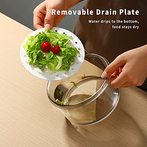 Fruit Storage Containers for Fridge, GONGQIN 3 Packs Fresh Vegetable Saver Sealed Box Containers With Drain Plate for Refrigerator Food Salad Lettuce Keeper BPA Free