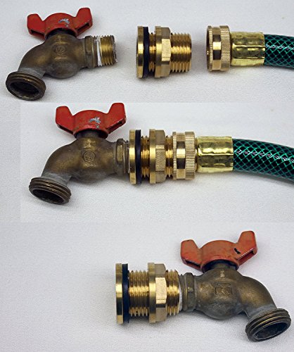 RAINPAL BBF020 Solid Brass Bulkhead Tank Fitting (1/2 inch Straight Female Pipe and 3/4" Male Garden Hose Threaded) (2) - Thumbnail 3