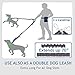 Dog Walking Leash Set, KiddyWoof Premium Hands Free Running Lead Dual Bungees with Waist Belt , Training Treat Pouch, Use As Double Dog Leash for Walking Hiking + Bonus Pet Bowl and Poop Bag Holder