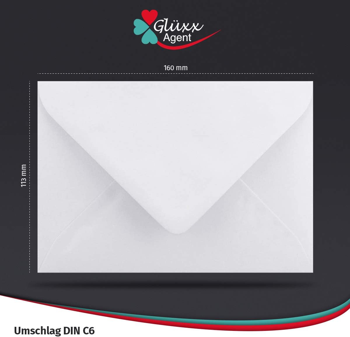 Glüxx Agent 50 double cards set DIN A6 white, 14.8 x 21.0 cm open, 240 g/m² with envelopes DIN C6-11.3 x 16.0 cm - Image 3