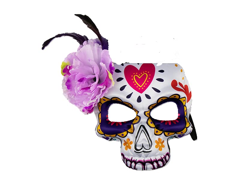 LuCla Concept Store Printed Sugar Skull Mask | Day of the Dead Rose Eye Mask | Rose Flower | Unisex | One Size | Face Mask Mexican Masquerade Mask Fancy Dress Halloween Costume (Heart)