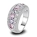 Psiroy 925 Sterling Silver Plated Simulated Pink Topaz Half Eternity Band Ring Size 8