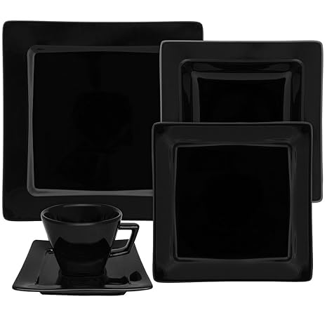 Oxford Nara Black 30 Piece Porcelain Dinnerware Set