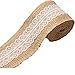 LAOZHOU 3 Pack of Natural Burlap Craft Ribbon Roll with White Lace 78.7inch,DIY Handmade Christmas Wedding Crafts Lace Linen (3 Pack)