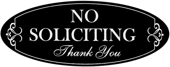 WaaHome No Soliciting Sign for House Home, 2" X 5" Small Black No Soliciting Sign for Front Door