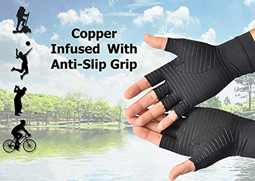 Compression Gloves for Arthritis Medical Copper Arthritis Gloves. Copper Infused Fit Gloves for Women/Men. Relieving Pain in The Treatment of Rheumatoid Arthritis, RSI Osteoarthritis, Tendinitis (S) - Thumbnail 5