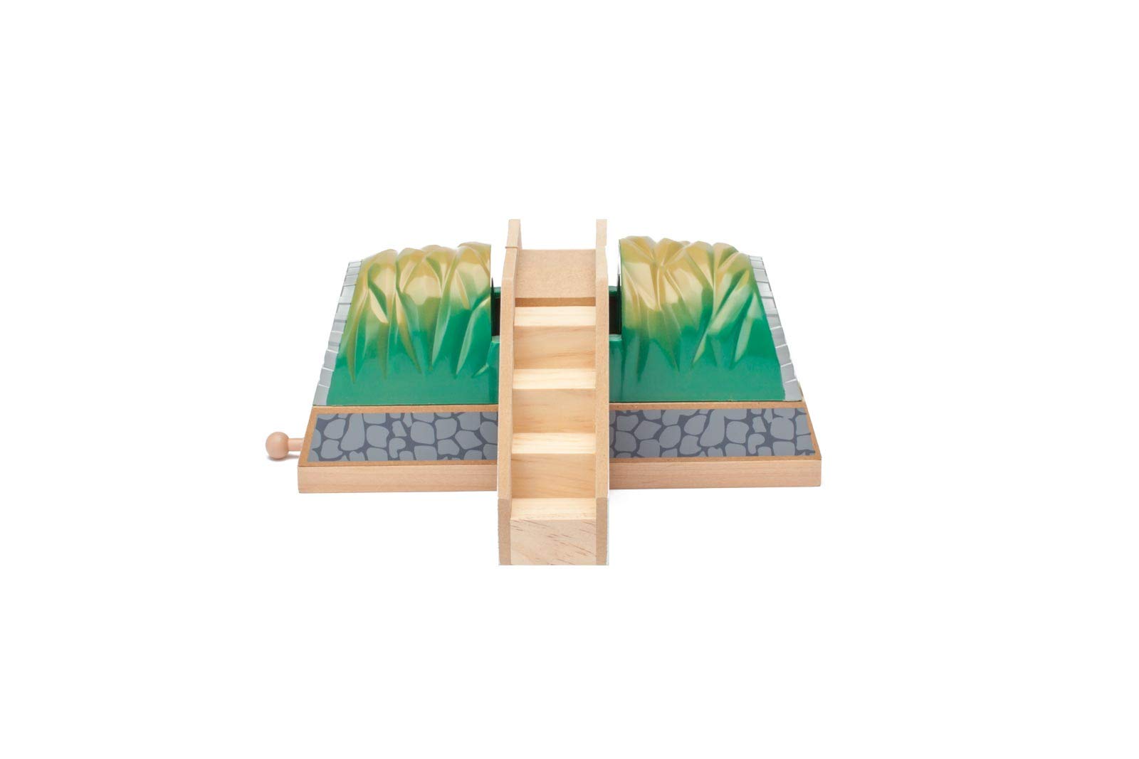 inc. Wooden Train Tunnel with Stairs, Wooden Train Track Accessories, Colorful Play Tunnel for Train Enthusiasts, Compatible with Thomas & Friends, Brio, and All Major Brands