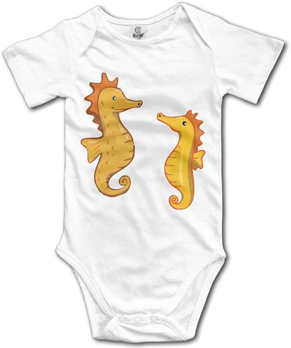 Amazon Co Jp コットンユニセックスベビージャンプスーツ 漫画タツノオトシゴ半袖新生児男の子女の子服 服 ファッション小物