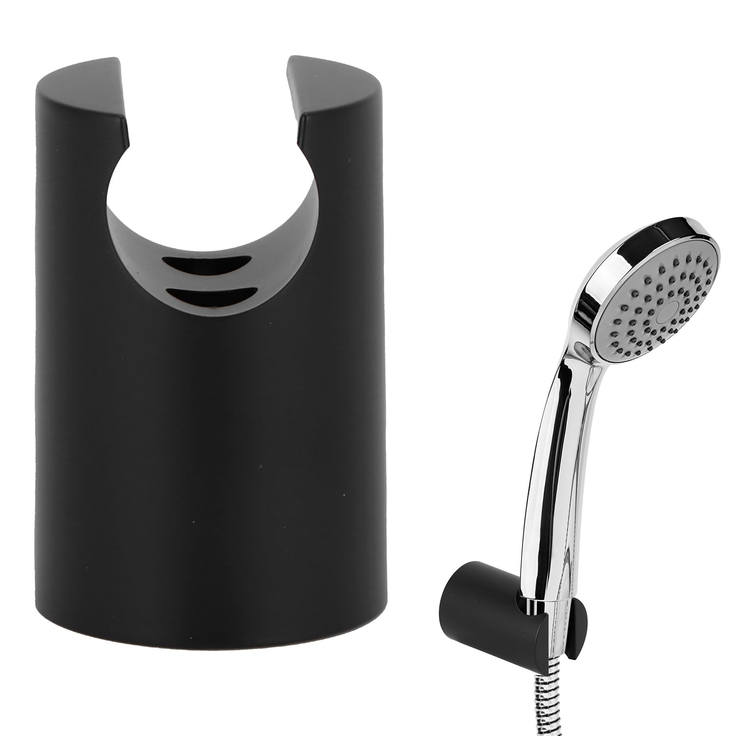 Shower Head Holder, Wall Mount ABS Hand Shower Bracket Universal Shower Holder Simple Stand Bracket Supplies Bathroom Fixtures for Home Bathroom Hotel (Black)