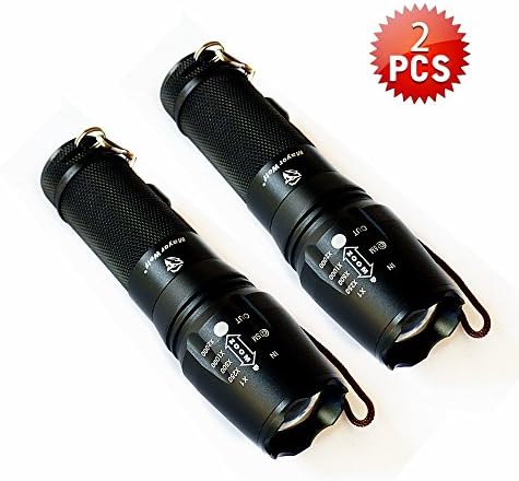 Mayor Wolf 2PCS LED 1000 Lumen Tactical Flashlight- 5 Light Modes Adjustable Focus Water Resistant for Outdoor Camping Hiking Emergency