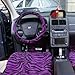 OxGord 21pc Zebra Car Seat Cover, Carpet Floor Mat, Steering Wheel Cover and Shoulder Pad Set - Universal Fit, Truck, SUV, or Van - Purple