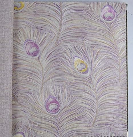 Yagnbao Papier Peint Papier Peint Europeen En Relief 3d Non Tisse En Plumes De Paon En Relief Peinture Murale Du Salon Chambre Tv Violet Clair Amazon Fr Bricolage
