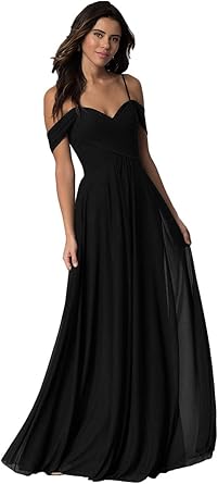 black off the shoulder bridesmaid dress