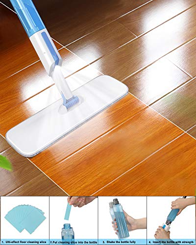 Microfiber Spray Mop for Floor Cleaning,AYOTEE Hardwood Floor Mop with 30Pcs Floor Cleaning Slices,3 Washable Mop Pads,1 Refillable Spray Bottle,Dust Mop Wet Mop for Laminate,Hardwood,Ceramic,Tile