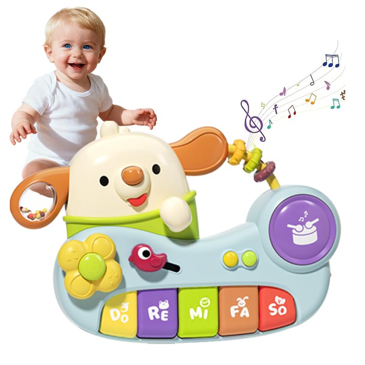 VGSAPRLEY Musical Puppy Piano, Baby Learning Toy 6+ Months, Interactive Keyboard with Sensory Features,Birthday Gifts for Baby Boys & Girls