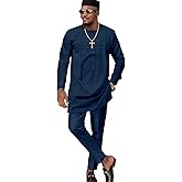ATLYCOLOR African Church Suits for Men Dashiki Shirt Pant Two Piece Outfits Casual Attire Nigerian Clothes