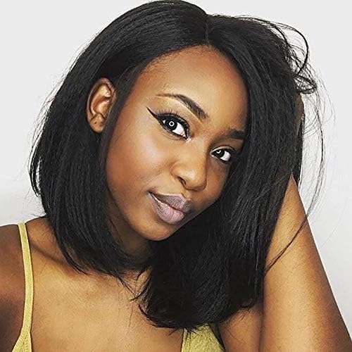 Ruiyu 13x6 Lace Front Wigs Human Hair For Black Women Brazlian Virgin Hair Short Bob Wigs Straight Human Hair Wigs Natural Color 150% Density Glueless Lace Wig (8 inch)