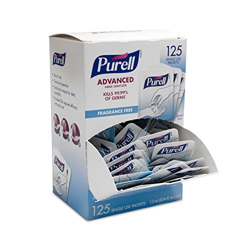 PURELL  Advanced Hand Sanitizer Singles - Travel Size Single Use Individual Portable Packets, 125 count Self Dispensing Packets in a Display Box - 9620-12-125EC