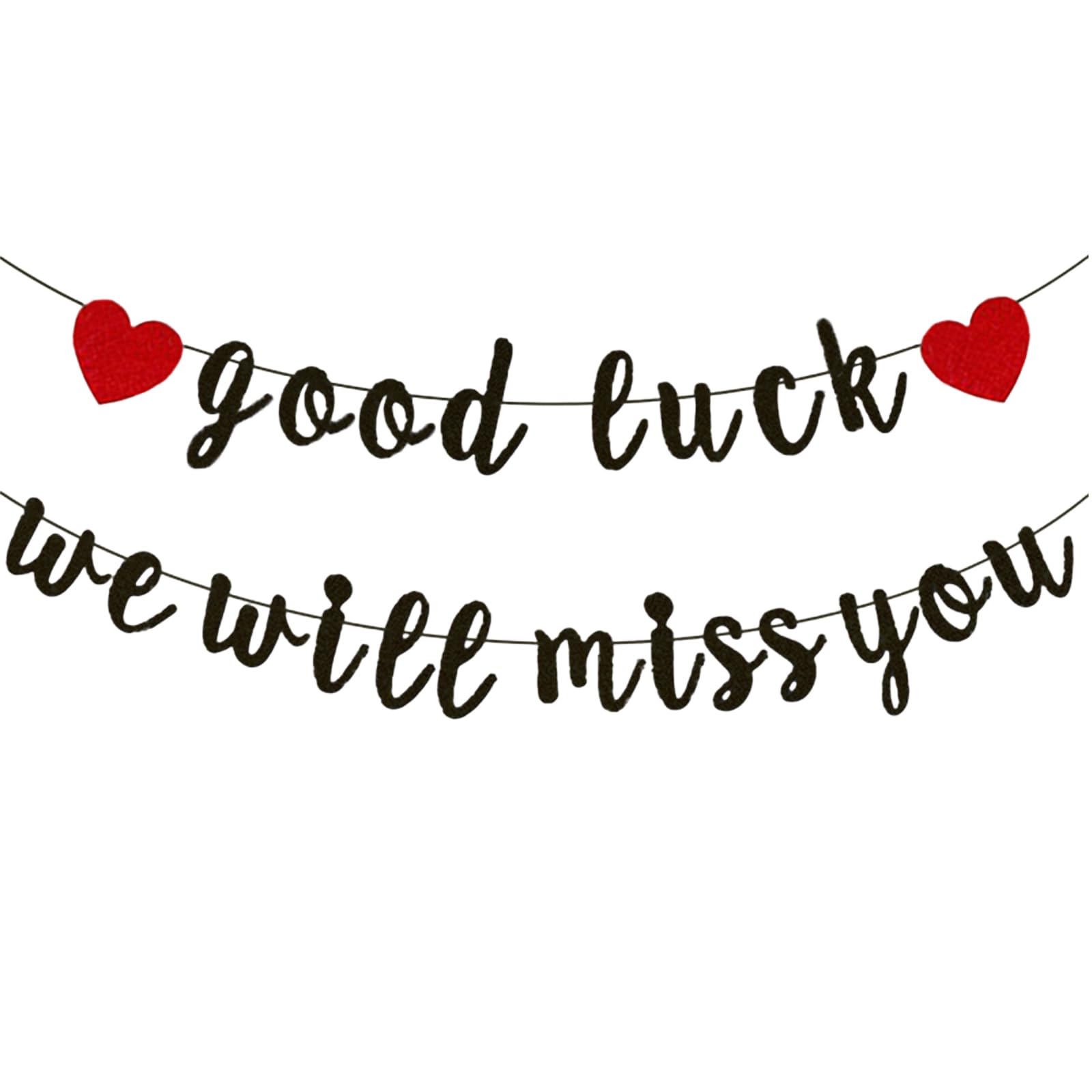 Bliceon Black Red 'Good Luck We Will Miss You' Banner, 12 cm x 15 cm, Farewell, Retirement, Graduation Party Decorations