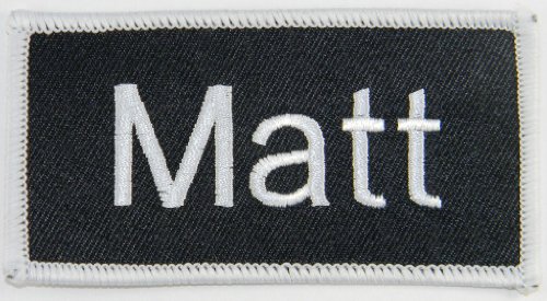 Matt Name Tag Patch Uniform ID Work Shirt Badge Embroidered Iron On Applique