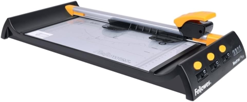 Fellowes Neutron Plus 12 Rotary Paper Trimmer w/SafeCut Blade Cartridges (Black/Silver)