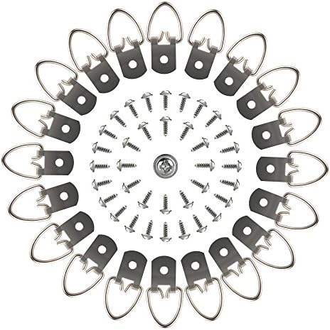 Speedfeet Heavy Duty D-Ring Picture Frame Hanger Home,Hostel and Office,100 Pack with Screws Set,Nickel Plated Steel (Single hole)