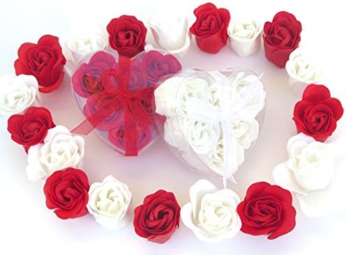 Easter gift, Rose Scent Bath Bomb, 12 red and white Rose Flower with Heart Gift Box.