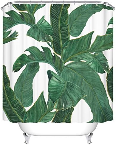 Ormis Natural Tropical Leaves Decoration 72X72 inches Waterproof Polyester Fabric Shower Curtain Set Fantastic Decorations Bath Curtain
