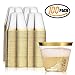 Gold Plastic Cups ~ 100 Heavy Duty Elegant Party Cups ~ Fancy Gold Rimmed Clear Old Fashion Tumblers ~ Recyclable and Disposable Wedding Cups