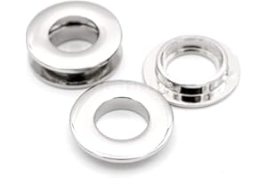 CRAFTMEMORE Metal Push Snap Together Grommet Flat Surface Snap Rings Eyelet O-Rings Purse Loop Easy Installation Pack of 4 (11mm (7/16"), Silver)
