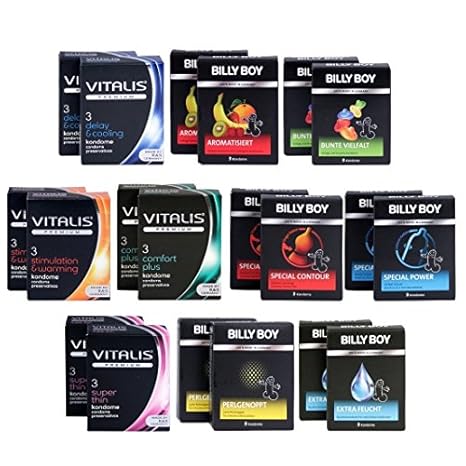 Billy Boy + Vitalis Premium Mix - 60 Kondome - 12 verschiedene Condom Sorten