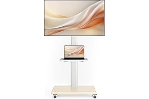 Universal Mobile TV Stand with Wheels – Heavy-Duty Double Tier Rolling Cart for 27 to 65 Inch TVs (LCD/LED/OLED), Supports 88