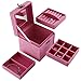 Exact Design 3-Tiered Removable Jewelry Box/Makeup Organizer/Storage with Mirror Pink