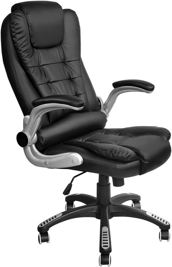 Hollylife Black Executive Recline Extra Padded Office Chair, High Back Large Seat Extra Padded Ergonomic Design,360 Degree Swivel, Recline, Adjustable Computer Chair - Upgraded Version