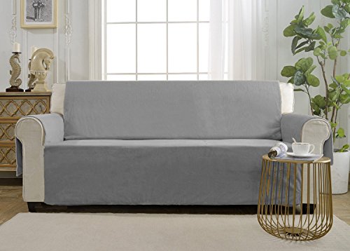 YEMYHOM Real Non-slip Pet Dog Sofa Covers Protectors Super Soft Couch Slipcovers with Flannel Fleece Fabric (Loveseat, Gray)