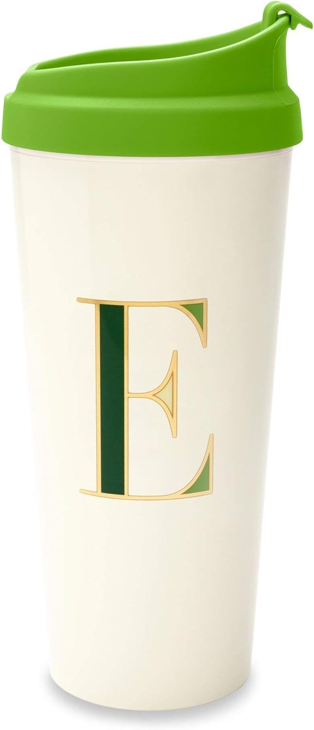 Kate Spade New York Women's Initial Thermal Travel Mug Tumbler, 16oz, E