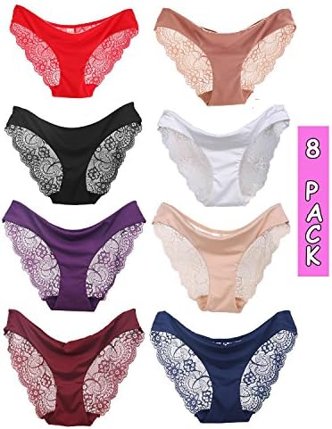 Minsahce 8-Pack Women’s Briefs Panties Bikini Panties Hipsters Soft Sexy Lace Panties Underwear (X-Large, 8 Pack)